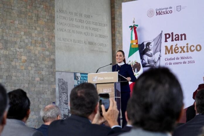Accompanied by cabinet ministers including Ebrard and Finance Minister Rogelio Ramírez de la O, Sheinbaum outlined 12 specific goals of Plan México to an audience that included government and business sector representatives.